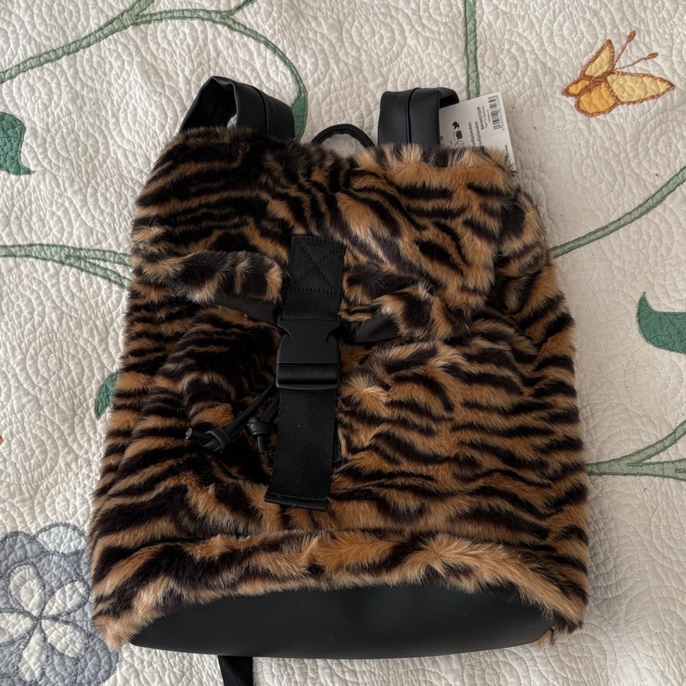 Brown Zebra Furry Backpack